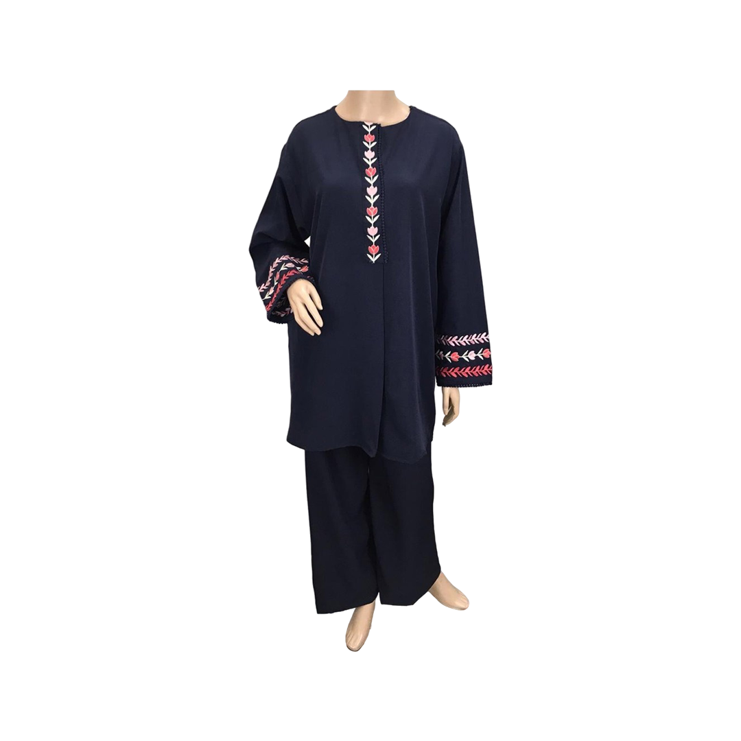 Stitched Black Embroidered Shirt 2 Piece