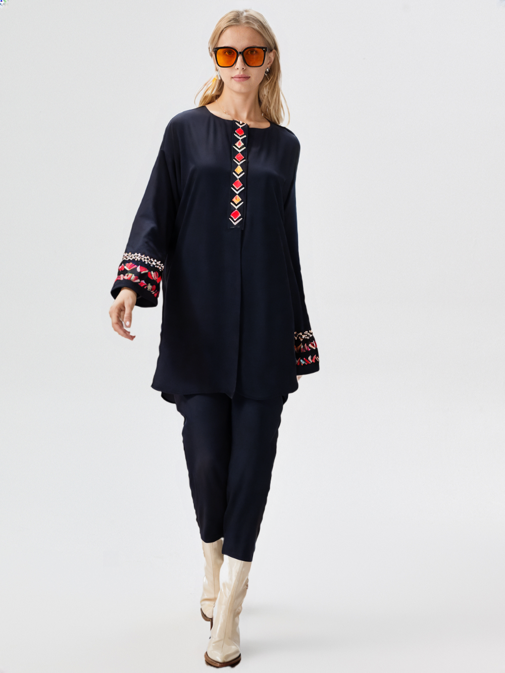 Stitched Black Embroidered Shirt 2 Piece